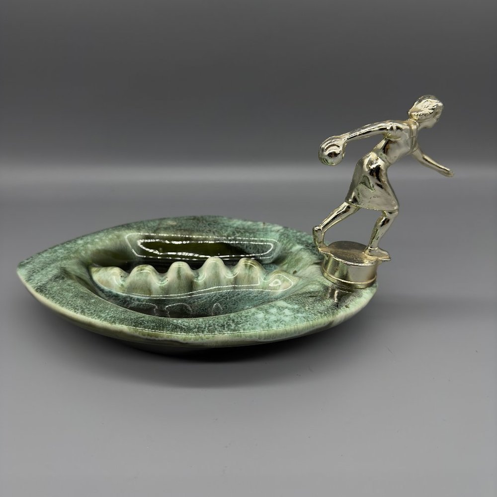 Vintage green bowling ashtray